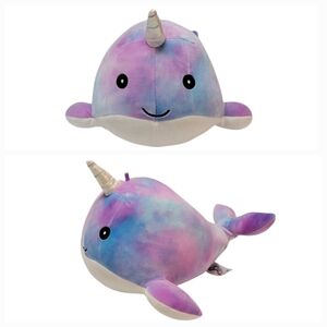 Squishmallows 8" x 12" Purple & Blue Tie Dyed "Hallie" Narwhal Plush